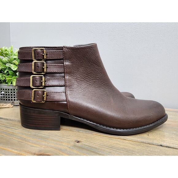 Franco Sarto Women's Brown Letter Buckle Booties Sz 9.5 M - Picture 1 of 10